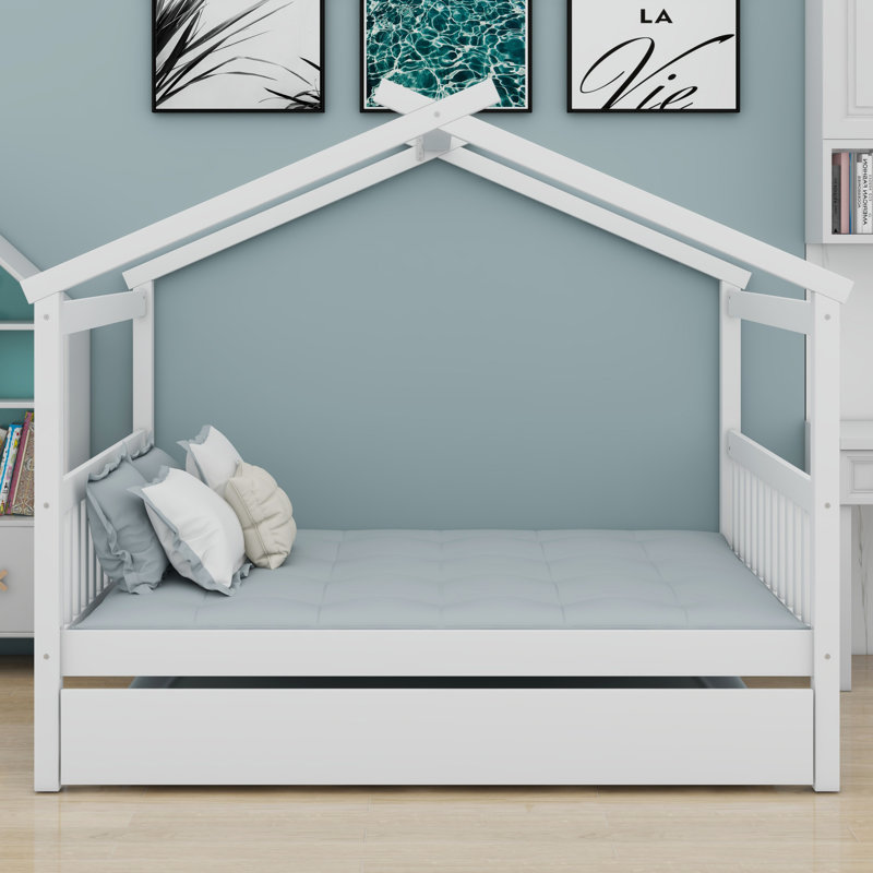 Lit en bois avec couchette, Blanc