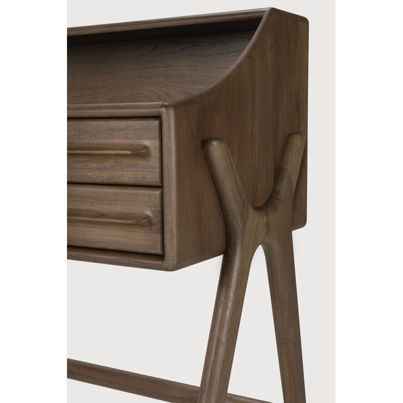 Flow desk - varnished mahogany - rose brown - 2 drawers - rectangular, Teak Wild Brown