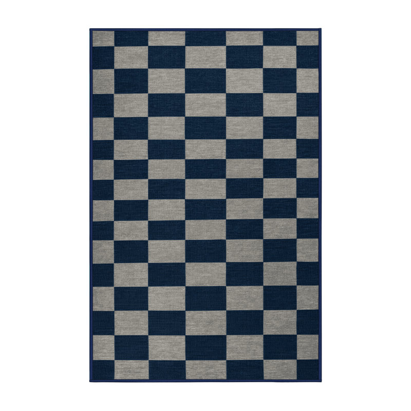Tapis bleu à carreaux lavable à la machine, Tapis de couloir 2 pi x 4 pi
