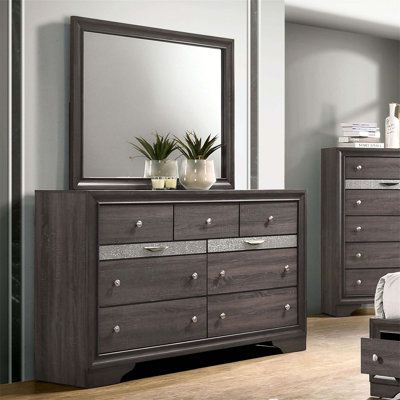 Commode glamour avec miroir, tiroir à bijoux caché et décorations en queue d'aronde anglaise pour un décor de chambre à coucher élégant