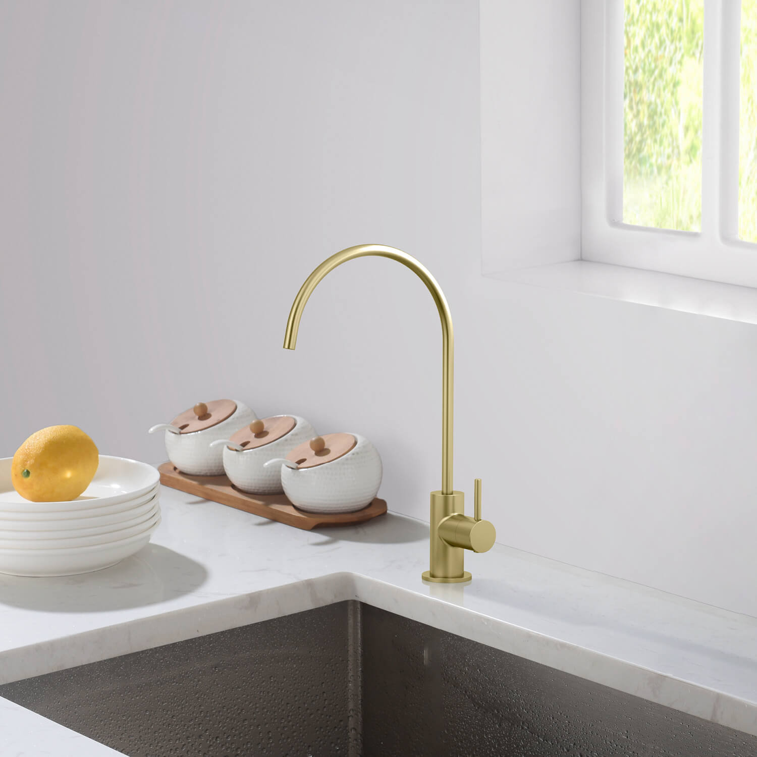Circular Cold Water Dispenser, Brushed Gold