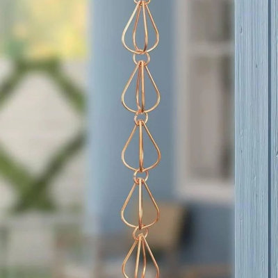 Pure Copper Teardrop Rain Chain Replacement Downspout for Gutters