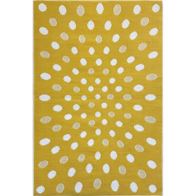 Crazy Polka Dots Outdoor Mat, Brown & Off White, Reversible Mat For Patio, Porch, Deck, Floor Mat, Rectangle 6' x 9'