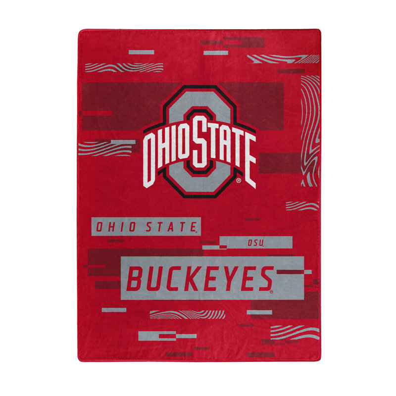 Ohio State Buckeyes Red and Gray Raschel Throw Blanket