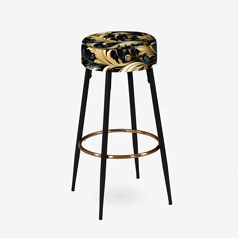 Ensemble de 2 tabourets de bar noirs et dorés Intrigue Elegance
