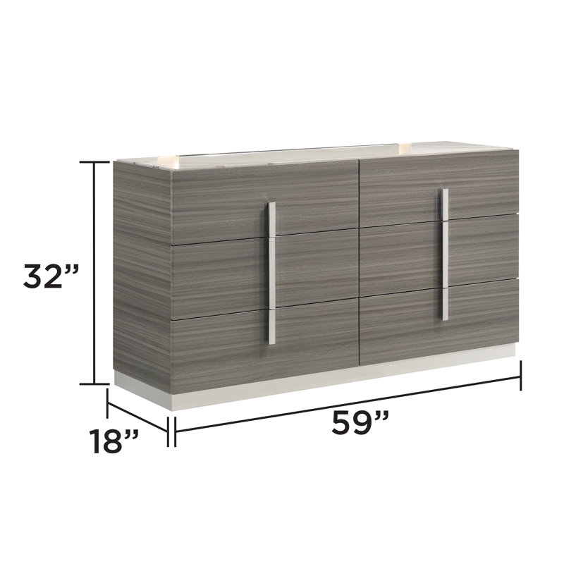 Hutcheson 6 Drawers Dresser Gray