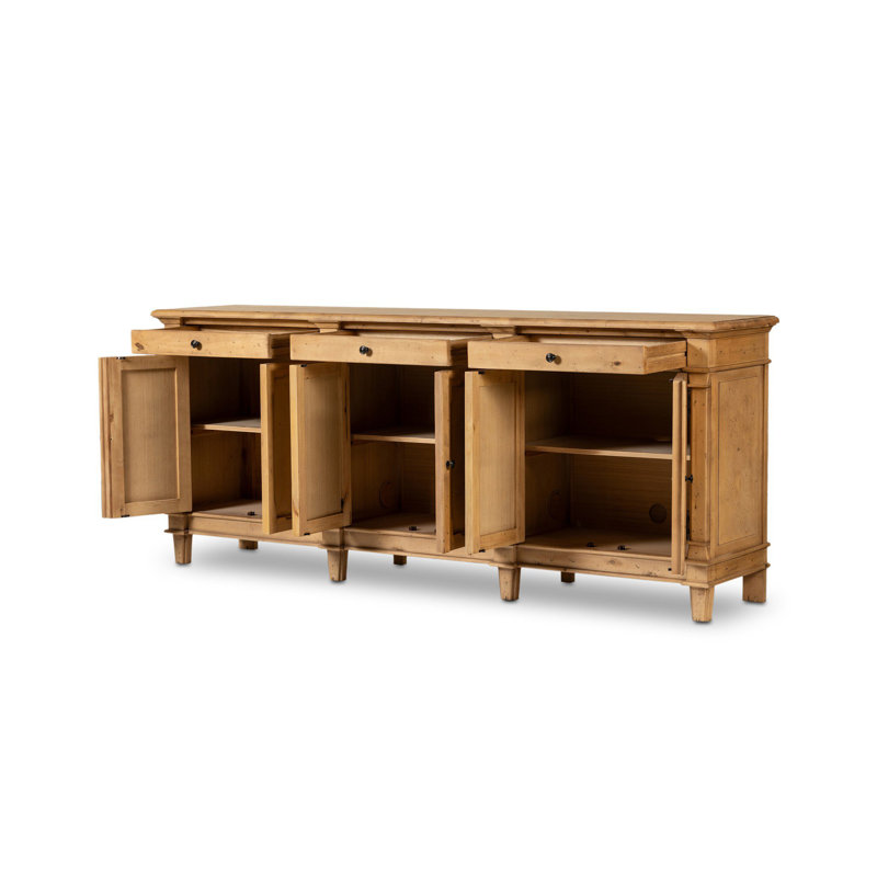 Marjorie 96.25'' W Solid Wood Sideboard, Bleached Birch