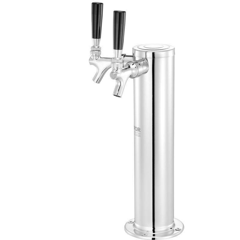 Dual Taps Stainless Steel Beer Dispenser with Chrome-Plated Brass Faucets