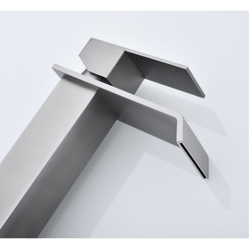 Single Handle Bathroom Sink Faucet With Waterfall Flow And Corrosion Surface Stainless Steel Pop-Up Drain Spout