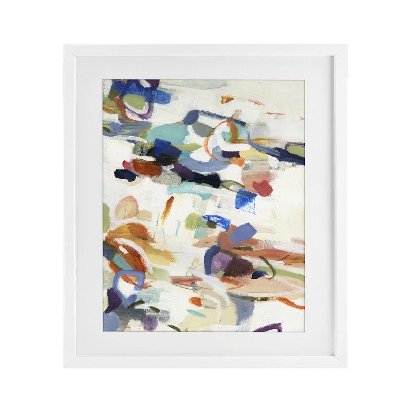 «Flowing Stippled Brushstrokes», reproduction encadrée sous verre, conception de Lisa Ridgers, Cadre blanc côtier