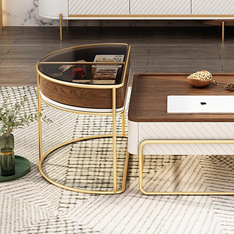 New style multi-functional creative tea table, White/Brown