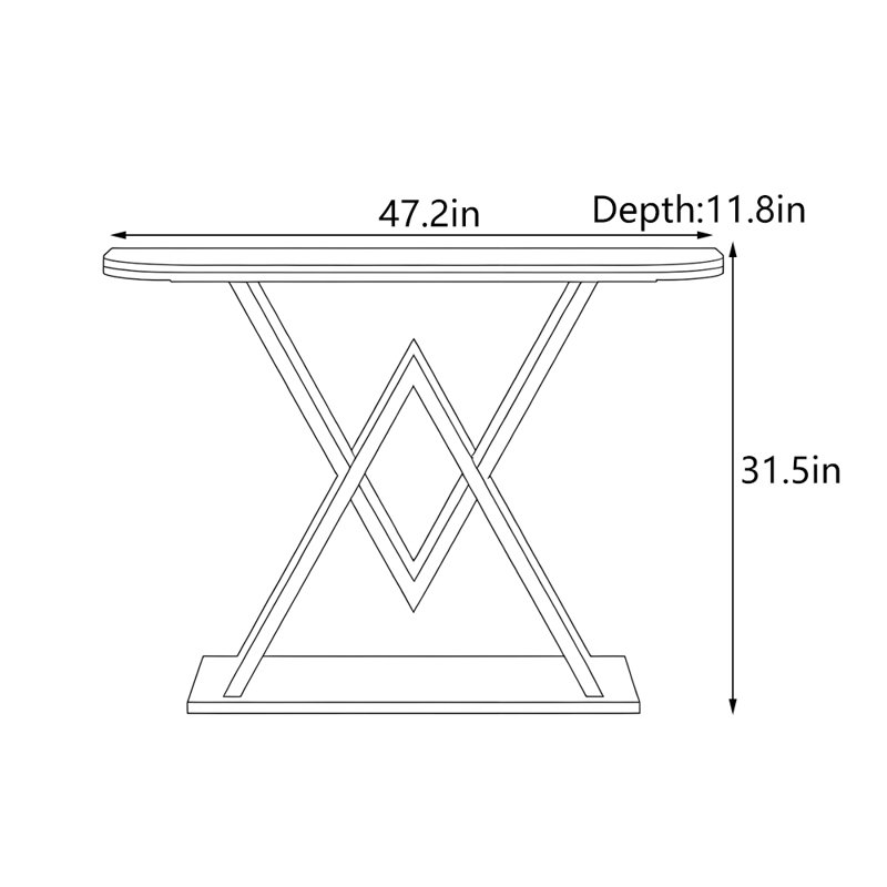Table d'entrée de luxe moderne, H 31,5 po x l 47,2 po x P 11,8 po, Noir
