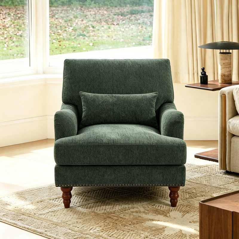 Fauteuil rembourré, Chenille verte