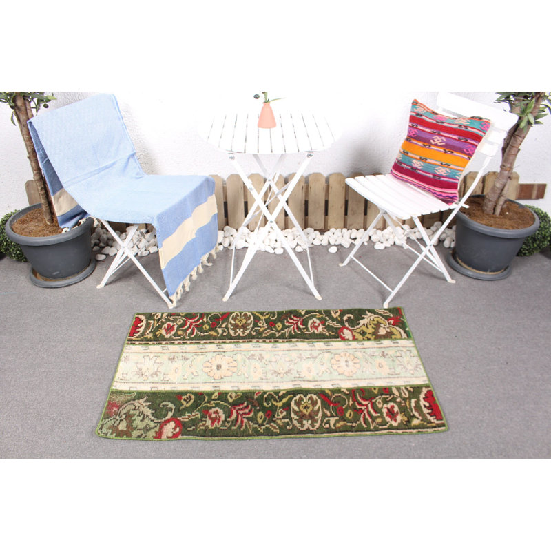 Handcrafted Vintage Turkish Anatolian Patchwork Rug with Floral Design for Bedroom Entryway