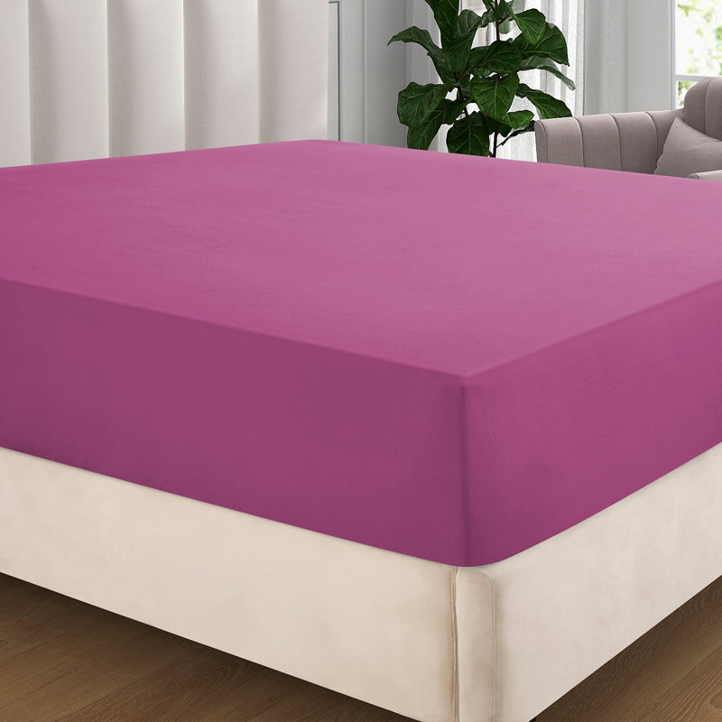 Extra Deep Pocket Microfiber Solid Fitted Sheet, Purple, Full/Double