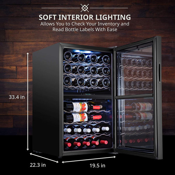 Ivation 19.5'' 43 Bottle Dual Zone Free-standing Wine Refrigerator   Reviews Wayfair