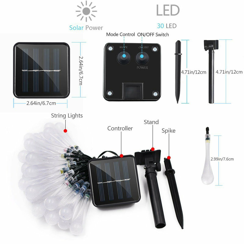 Watsons Outdoor 30 - Bulb 20'' Solar Powered LED Fairy String Light