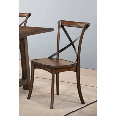 Ensemble de 2 chaises d'appoint Kaelyn en chêne foncé et finition en métal noir