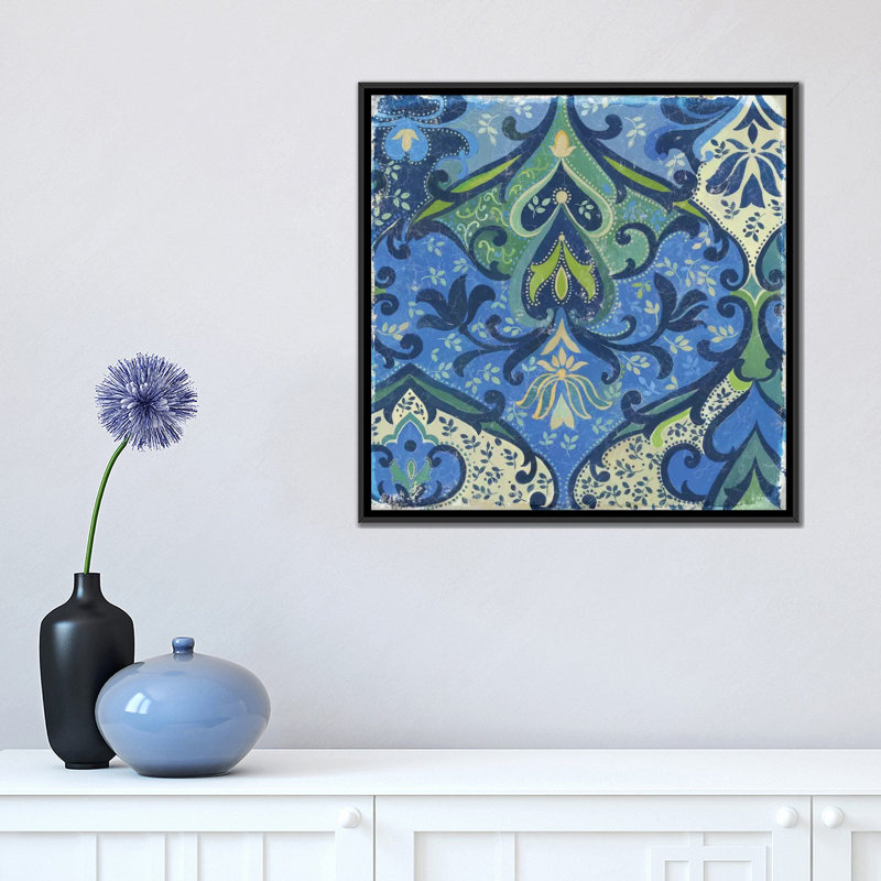 « jardin mosaic ii », impression sur toile, H 26 po x l 26 po x P 1,5 po, Toile avec cadre noir, Pas de tapis