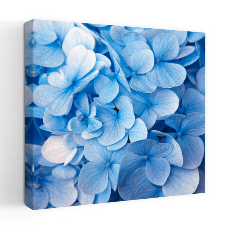 Fleurs bleues, art floral contemporain, H 18 po x l 18 po