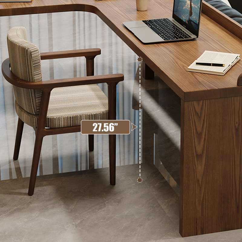 Bureaux en bois massif en L noyer clair, H 29,53 po x l 78,74 po x P 47,24 po, Retour à droite