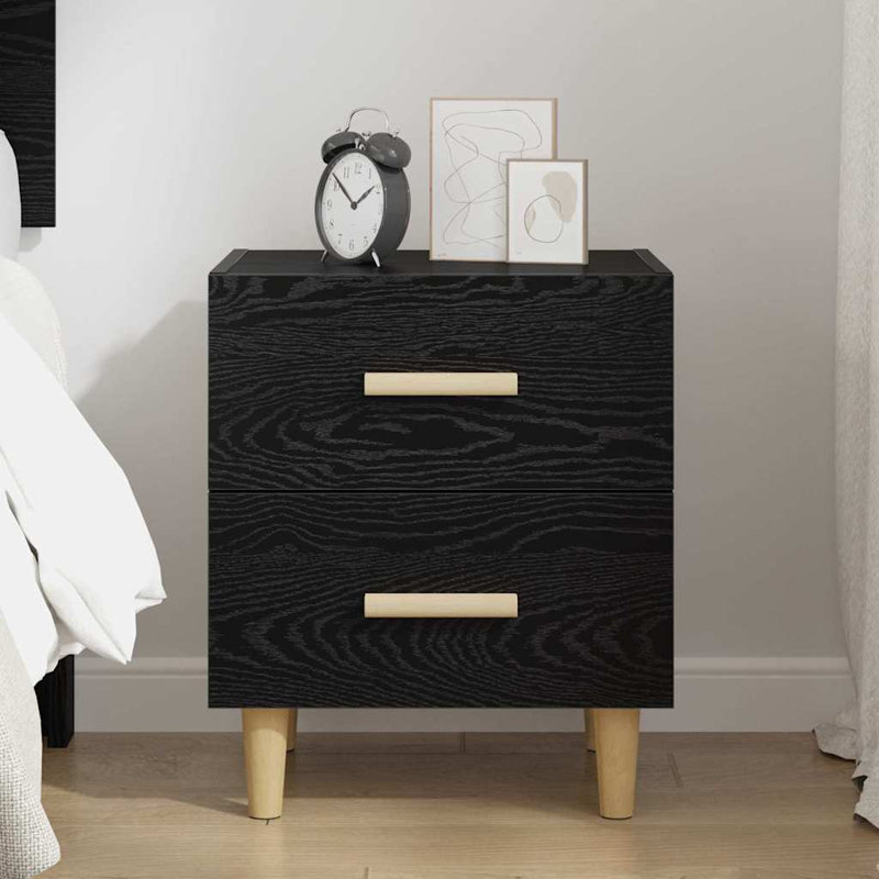 Bed Cabinet 40 X 35 X 47.5 Cm Engineered Wood, Black Oak