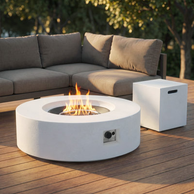 Table foyer au propane 2 en 1 – Brûleur en acier inoxydable 304, couvercle amovible, compartiment à gaz dissimulé et pierres de lave – Allumage électronique, résistant à la rouille, idéal pour terrasse ou patio.