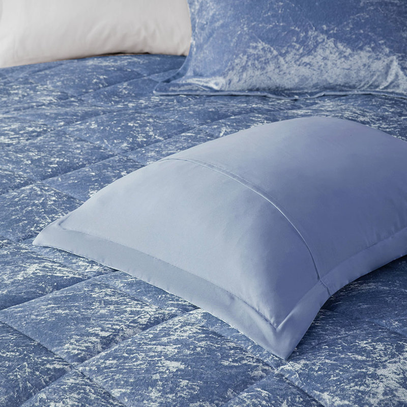 Housse de couette en velours bleu avec coussin pour lit double / grand lit - Style séduisant de luxe charmant et luxueux