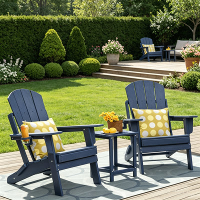 High-Density Polyethylene (HDPE) Folding Adirondack Chair 3-Piece Set