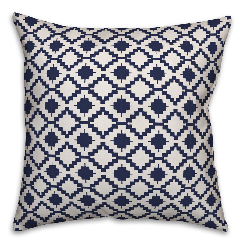  Coussin Circles, 18 po x 18 po, Blanc / bleu marine géométrique 2