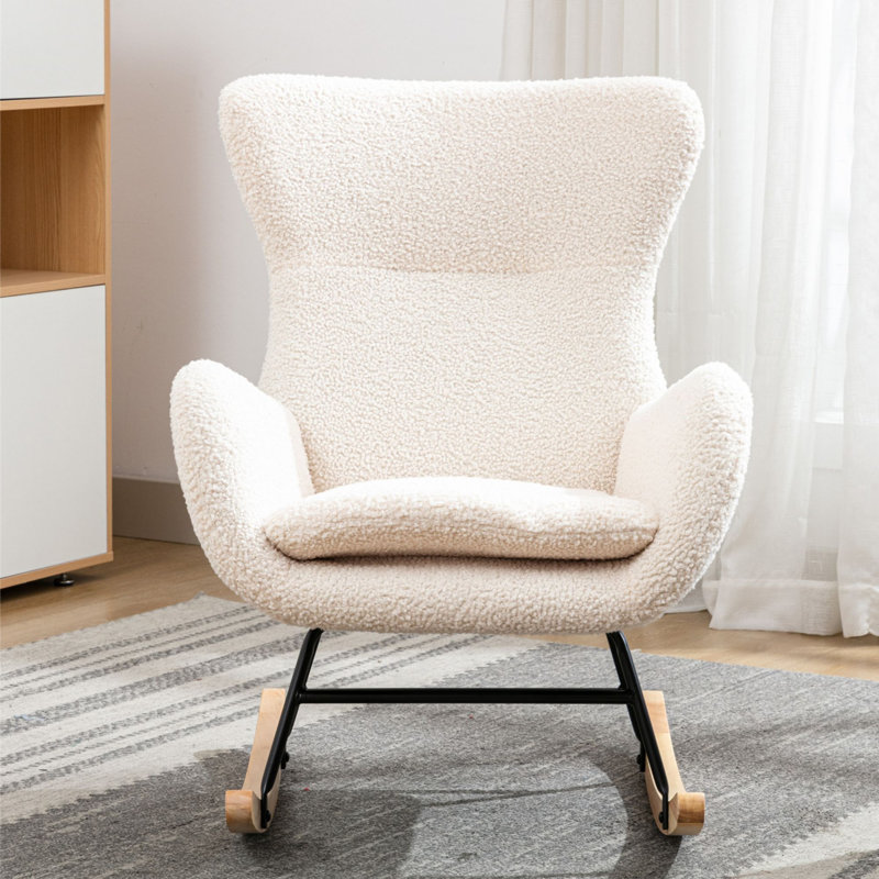 Fauteuil à bascule Teddy, Peluche beige