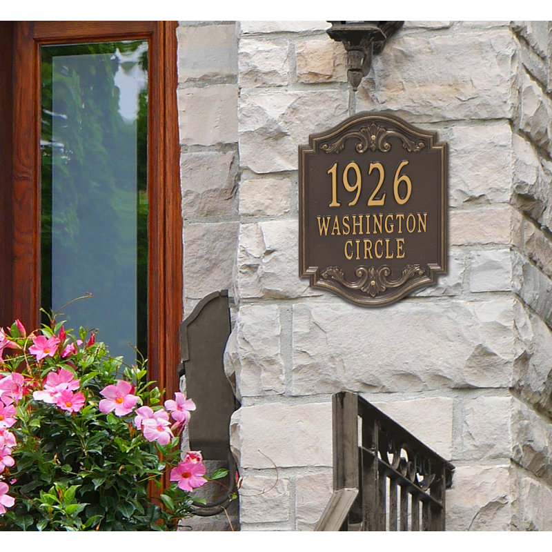 Signature Series 3-Line Wall Address Plaque, Bronze, Gold, Yes