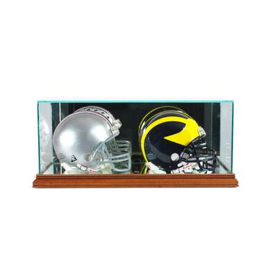 Football Helmet Display Case With Two Tier Silver Riser