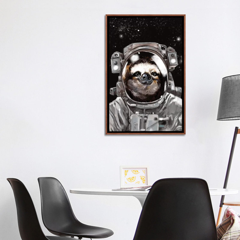 « astronaute sloth selfie », art, H 48 po x l 32 po x P 1,5 po, Toile avec cadre en bois classique