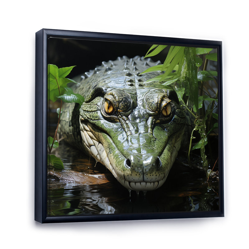" Alligator Rivers Guardian ", Black Floater Framed, 16" H x 16" W