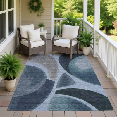 Machine Washable Indoor/Outdoor Chantille ACN2537 Abstract Rug