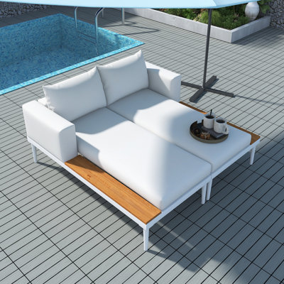 Modern Outdoor Daybed Patio Metal Daybed by Latitude Run