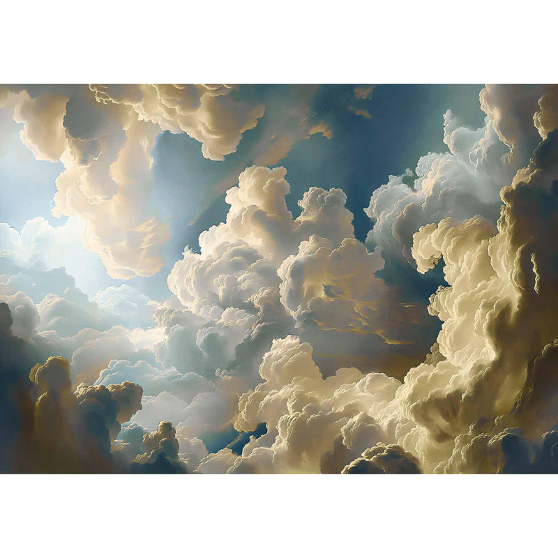 Murale paysage pelez et collez - Soleil et ombres, L 110 po x l 154 po