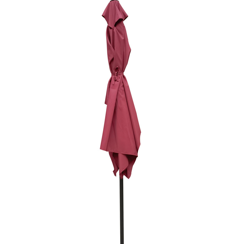 Parasol de patio 6 x 9 pi pour l'extérieur - auvent à eau avec manivelle et inclinaison sans rouille - mât en acier, tissu protégé 40+ pour le jardin, la cour arrière, la piscine bourgogne imperméable, bouton-poussoir rectangulaire pour
