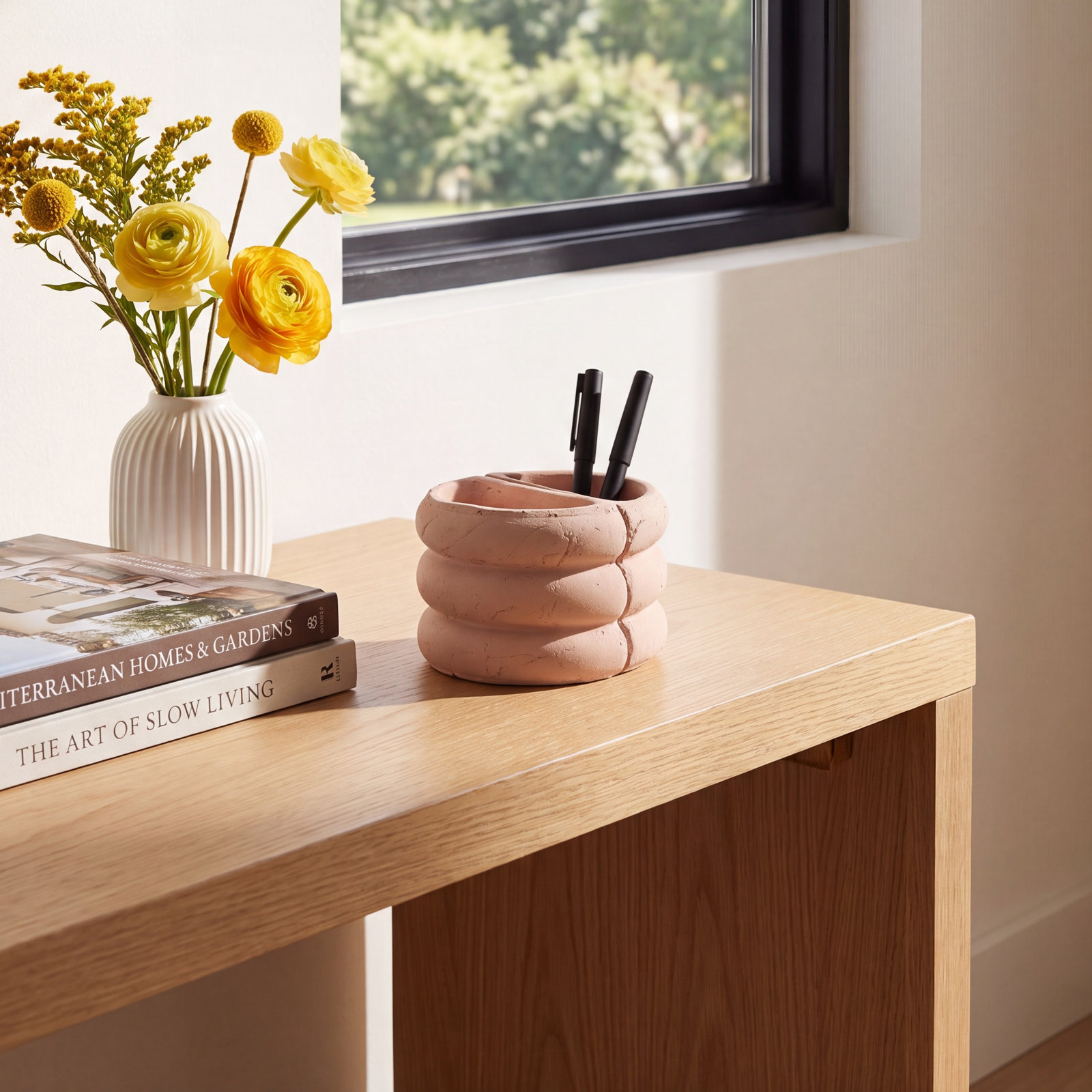 Handmade Earthenware Bookends, Pink