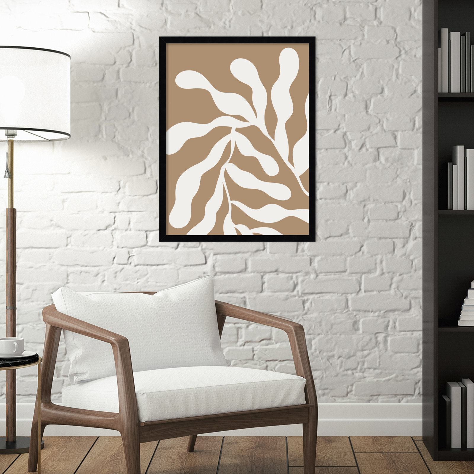 Erminia "Retro Matisse Botanical 1" Print, Black, 25" H x 19" W x 1" D