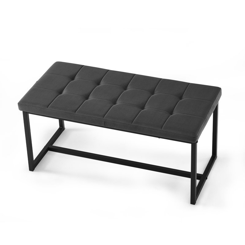 Marigolde Velvet Upholstered Bench, Grey