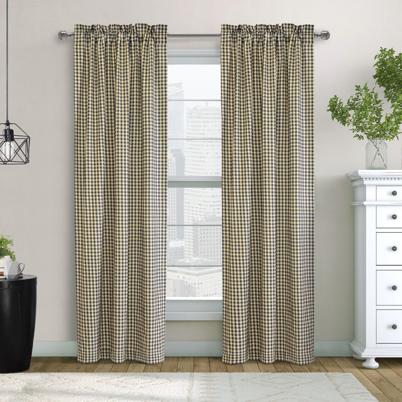 Rideau 100% coton Timm, Bleu marine, L 40 po x L 84 po
