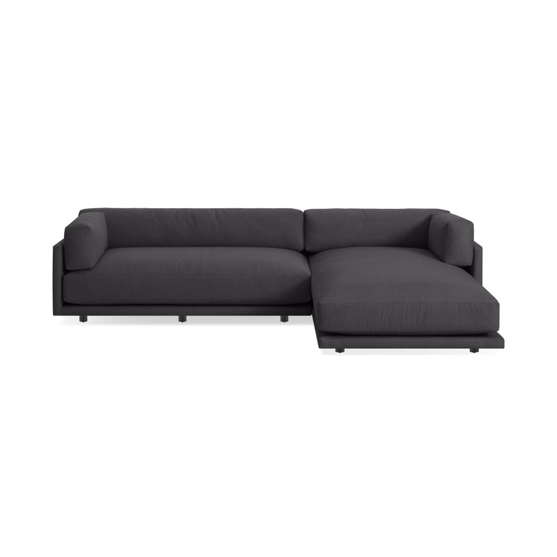 Sunday Chaise Sectional, Agnew Gray Textured Basketweave, Right Hand Facing