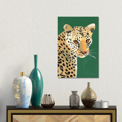 Guépard coloré sur émeraude - reproduction d'art murale encadrée