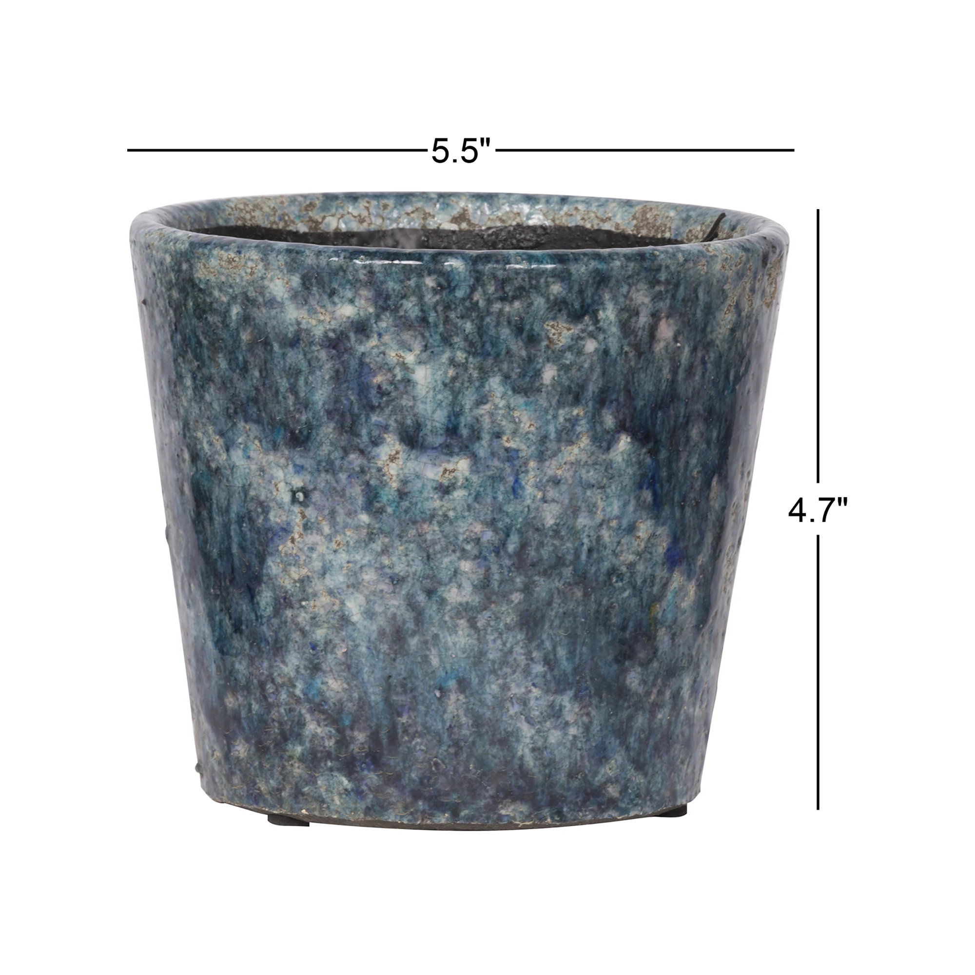Duke Terracotta Pot Planter, Blue, 4.7" H x 5.5" W x 5.5" D