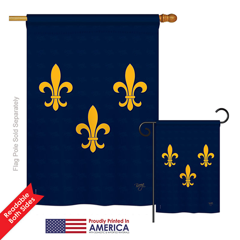 Ensemble de 2 drapeaux en polyester 2 côtés en polyester french american interets fleur de lyss midwest