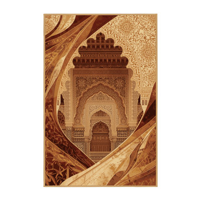 Tapis oriental moelleux et moelleux de style oriental ornemental en brun - reliure brun clair