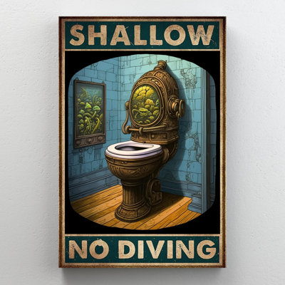 Toilette Shallow No Diving - 1 pièce, reproduction d'art graphique sur toile tendue