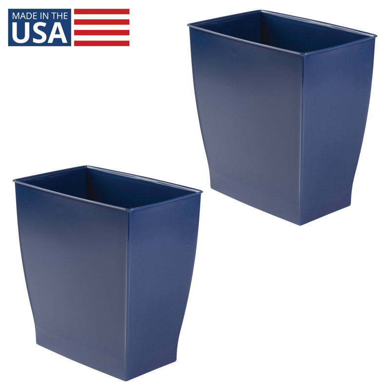 Ensemble de 2 petites poubelles de salle de bain rectangulaires iDesign, Bleu